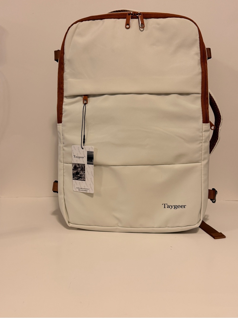 NWT Taygeer Cream and Brown Laptop Travel Backpack